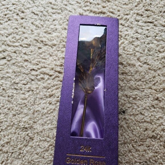 24K Gold Plated Rose Foil Flower Gift Valentine's Birthday Lover NWT - Picture 9 of 11